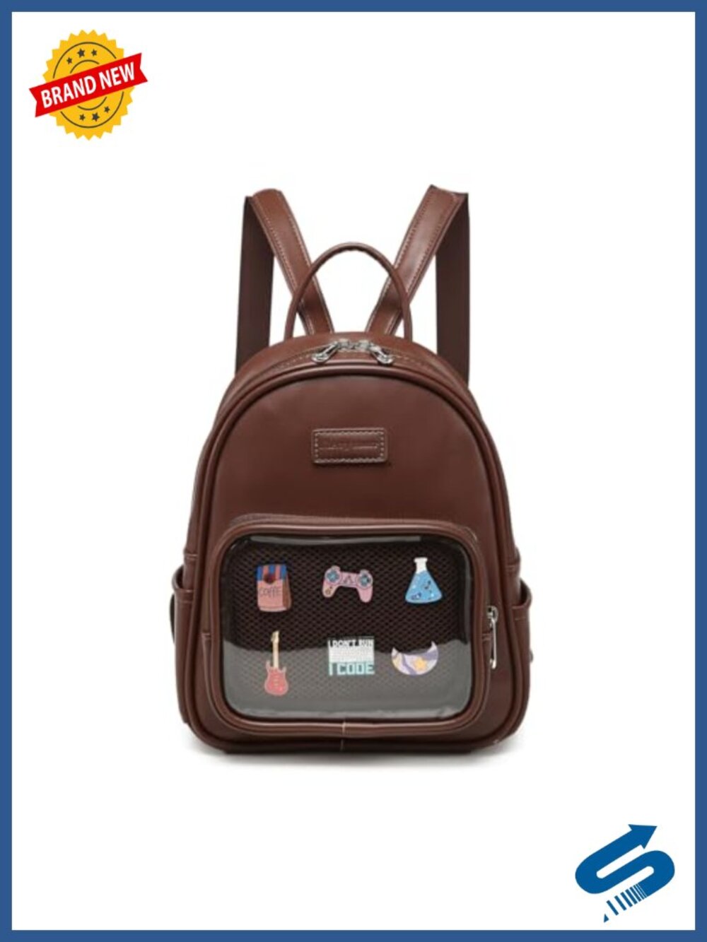 Kawaii Ita Backpack Purse Clear Window Pin Display Vegan Leather Anime Pin Bag